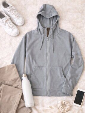 Mondetta Gray Zip Up Hoodie Jacket Athleisure Lightweight Size S